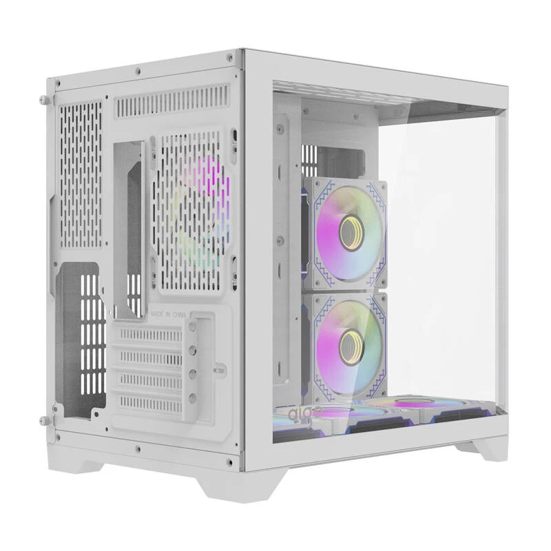 Darflash FT418 computerbehuizing + 6 aRGB-ventilatoren (wit)