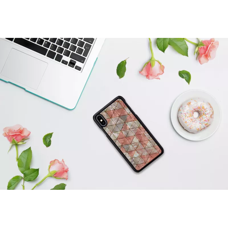 Beschermhoes iKins voor iPhone XS Max — ruitpatroon, zwart