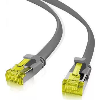 Helos - patchkabel - RJ-45 (M) naar RJ-45 (M) - 50 cm - U/FTP - CAT 6a - plat - grijs