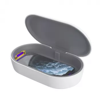 Devia draadloos oplaadstation met desinfectiebox, wit