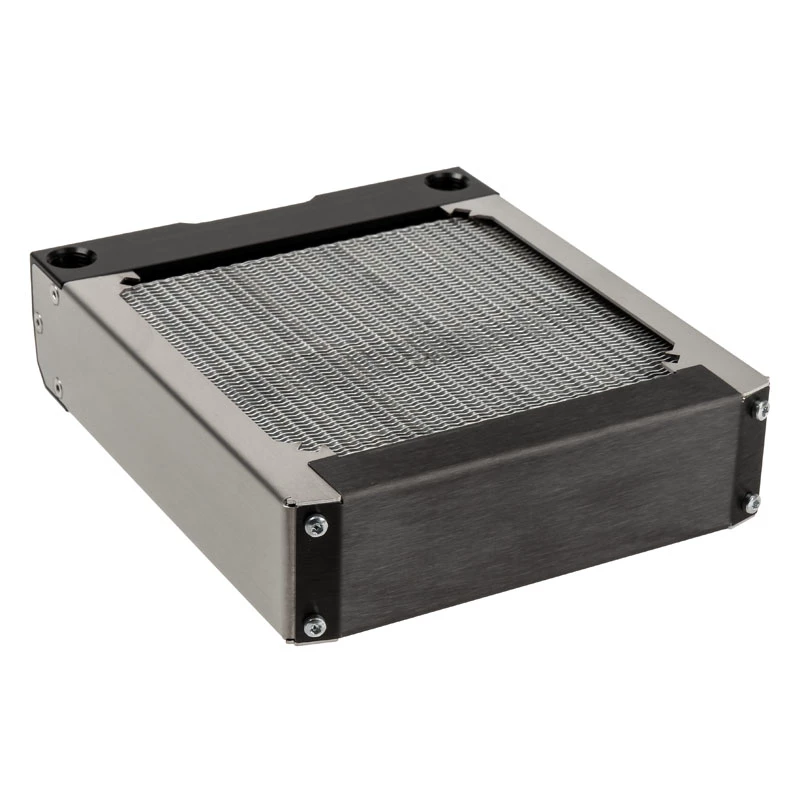 Radiatorblok Aqua-Computer 33701 — aluminium/koper/rvs, 160×140×40 mm, zilver