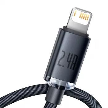 Baseus Crystal Shine kabel USB naar Lightning, 2,4 A, 1,2 m (zwart)