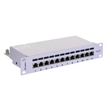 Patchpanel LANBERG PPF6-9012-S, 12-poorts, metaal, grijs, 1HE, 215×130×44.5 mm