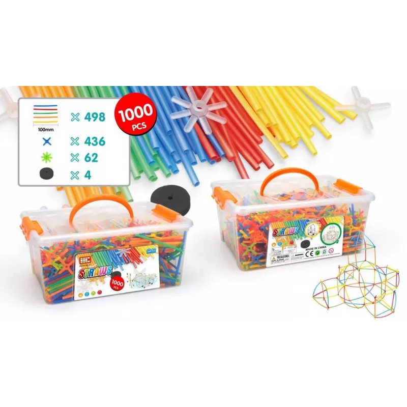 Bouwstenen Ascato Askato Little Straws 1000 stuks — constructiespeelgoedset, 1000 onderdelen