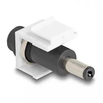 DeLOCK Keystone-module DC 5,5 x 2,1 mm bus naar stekker wit