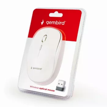 Draadloze muis GEMBIRD MUSW-4B-01-W, dubbelhandig, optisch 1600 DPI, 4 knoppen, RF Wireless, wit