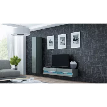 Cama tv-standaard VIGO nieuw 30/140/40 grijs/grijs glanzend
