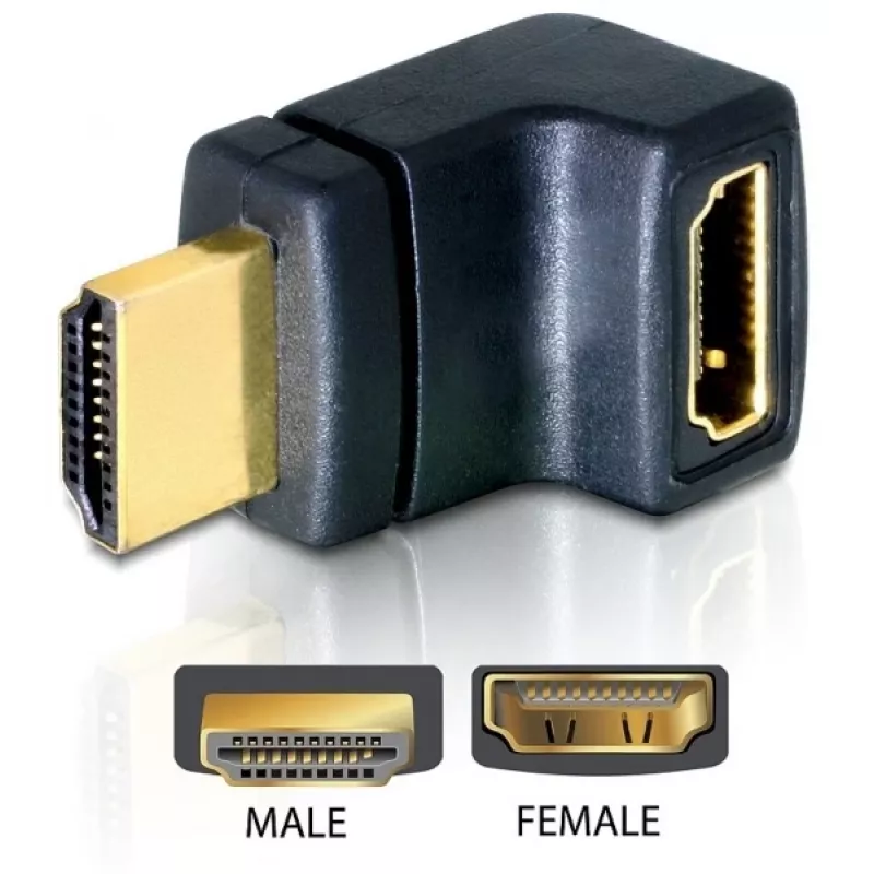 HDMI-adapter DeLOCK 65072 HDMI-stekker naar HDMI-bus, 90° naar boven