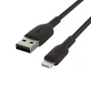 Kabel gevlochten USB-Lightning 1 m zwart