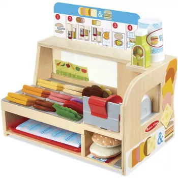 Melissa & Doug houten broodjestoog met snijmachine – 56-delige speelgoedvoedingsset – FSC-gecertificeerd