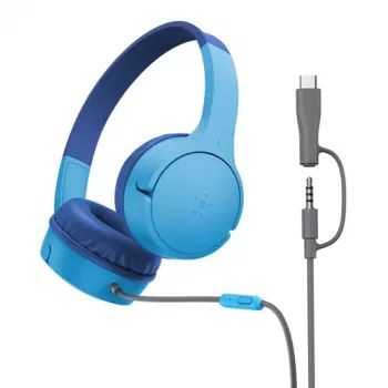 On-ear-hoofdtelefoon Belkin SoundForm Mini bedraad 3,5 mm USB-C blauw