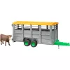 Veewagen met 1 koeienmodel accessoire, BRUDER, schaal 1:16, kunststof, groen/grijs