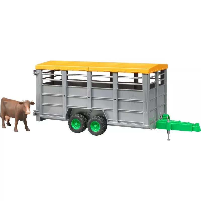 Veewagen met 1 koeienmodel accessoire, BRUDER, schaal 1:16, kunststof, groen/grijs