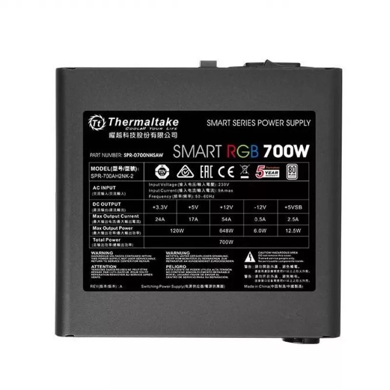 Voeding Smart 700W RGB, 80PLUS, 230V EU, 2xPEG, 120mm, Single Rail