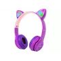 Draadloze headset Bluetooth 5.0 LED voor kinderen paarse oren