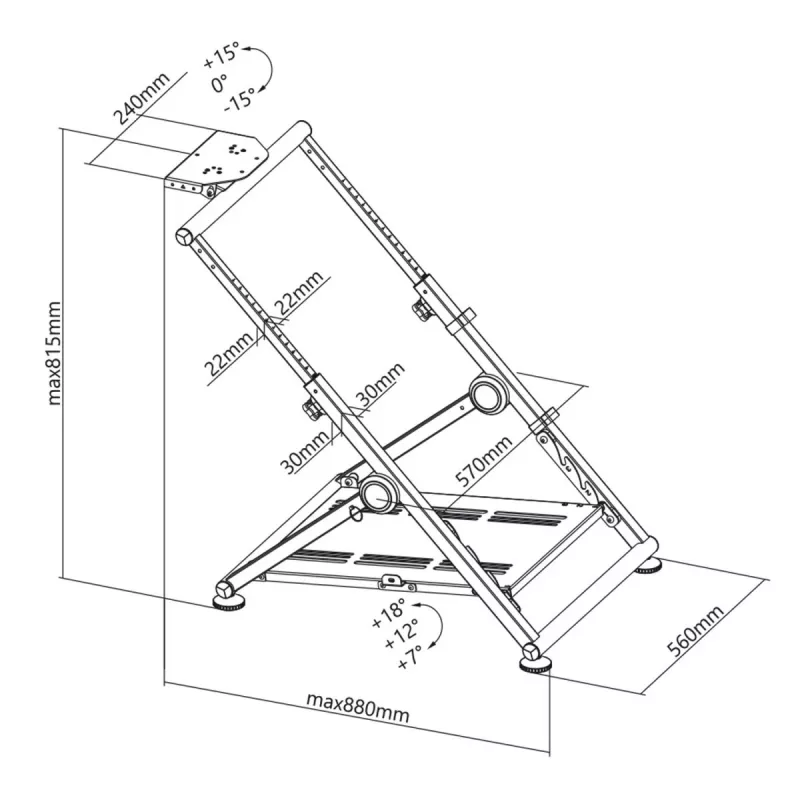 NanoRS RS155 opvouwbare stalen gaming-stuurstand pedalen houder verstelbaar antislip