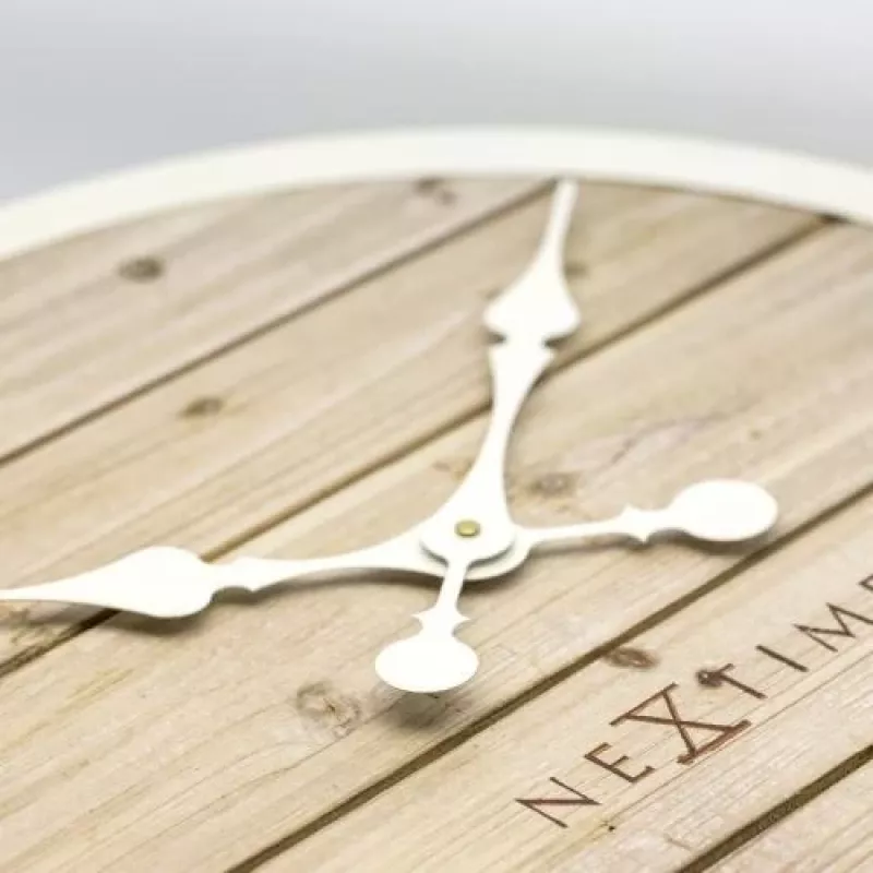 NeXtime klok 3134wi Plank, Ø50 cm, wand, wit