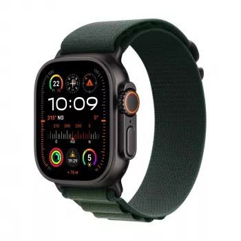 APPLE Watch Ultra 2 GPS + Cellular 49mm Black Titanium Case met Dark Green Alpine Loop - Large