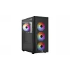 PC-behuizing AEROCOOL PGS DESIGNER-G-BK-v1 ATX-midi-tower, gehard glas, 4 RGB-ventilatoren, ondersteunt ATX, GPU 34,5 cm, CPU-koeler 158 mm