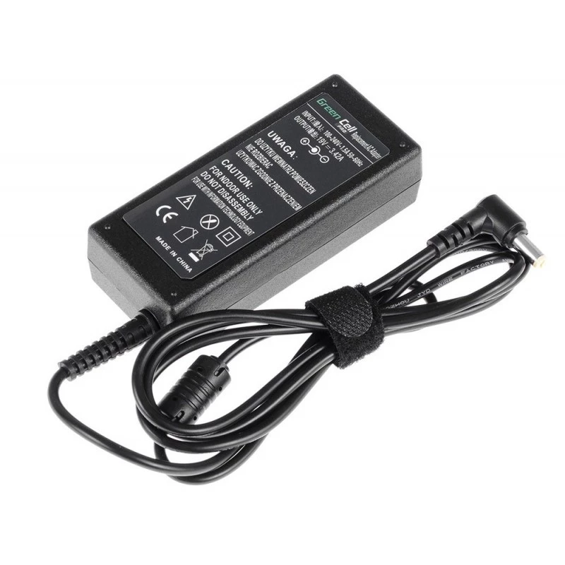Voeding Green Cell AD01P — 60 W, 19 V 3,42 A, laptopvoeding voor binnen, zwart