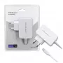 Qoltec 51039 65 W USB-C PD-voedingsadapter, 5–20,3 V, 2–3,25 A, ingebouwde USB-C-kabel, wit