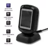 Vaste 1D/2D-barcodescanner QOLTEC 50864, LED-sensor, USB (bekabeld), zwart, 145×85×80 mm