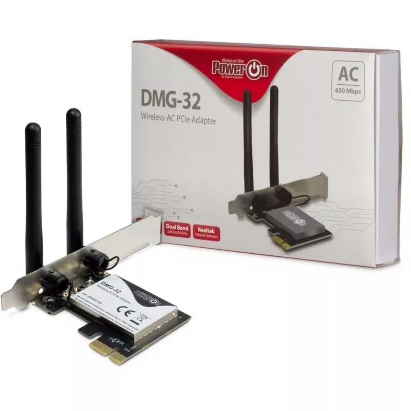 Inter-Tech DMG-32 - ingebouwd - draadloos - PCI Express - Wi-Fi - 650 Mbit/s - zwart - zilver (88888148)