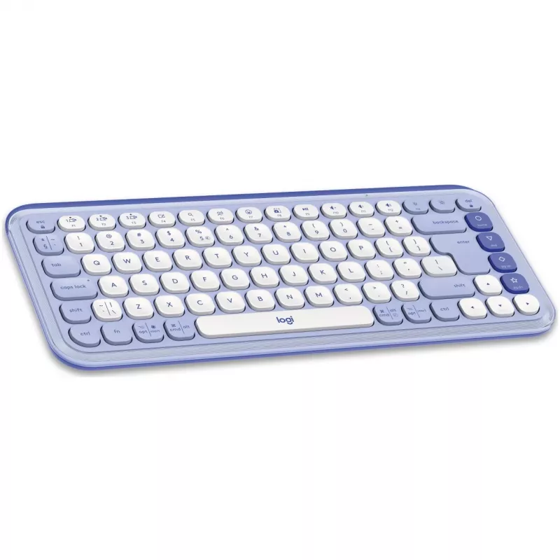Logitech POP Icon Combo - toetsenbord-en-muisset - draadloos - Bluetooth LE - QWERTY - US International - lila, off-white (920-013078)