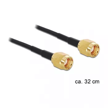 Coaxkabel DeLOCK 88475 0,32m RP-SMA goud zwart