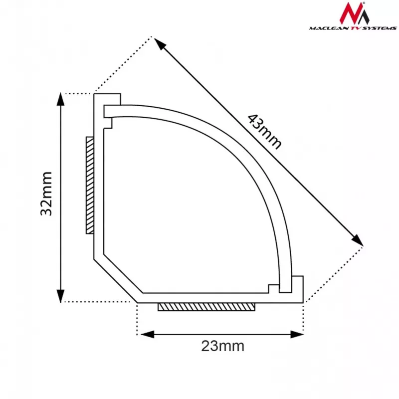 Maclean MCTV-575 vloerkabelafdekking, 1,5 m, 43 x 23 mm, hoogte 23–32 mm, wit, met plakband