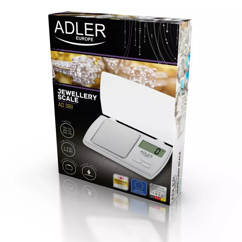 Adler AD 3161 keukenweegschaal wit rechthoekig elektronische personenweegschaal