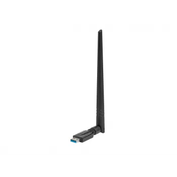 Interne WLAN-kaart LANBERG NC-1200-WIE — dualband-USB-WLAN-adapter, RTL8812BU, tot 1200 Mbit/s, externe 2x2 antennes (5 dBi), zwart