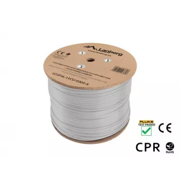 Netwerkkabel LANBERG LCUF6L-11CU-0305-S U/FTP Cat6a op haspel, 305 m, 23 AWG, 500 MHz, grijs
