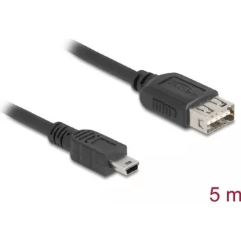 DeLOCK USB-kabel USB 2.0 5m Mini-USB B USB A zwart