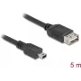 DeLOCK USB-kabel USB 2.0 5m Mini-USB B USB A zwart