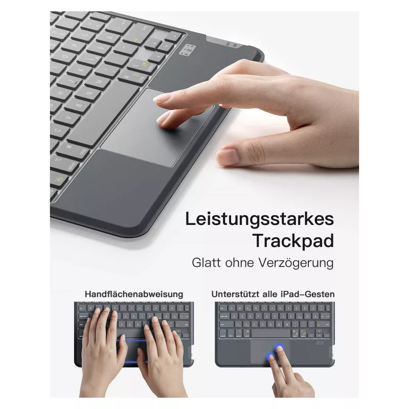 inateck toetsenbord iPad 11 iPad 10e gen. kom. QWERTZ grijs