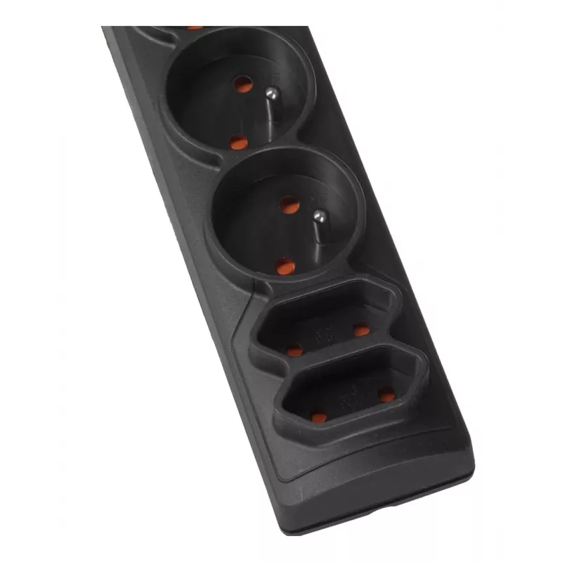 Acar P7 stekkerdoos met overspanningsbeveiliging, 7 contacten, 3 m, zwart