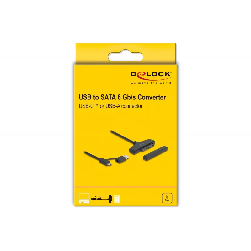 DeLOCK USB naar SATA-converter 6 Gb/s USB Type-C Type-A 0,3m