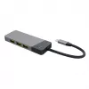 USB Type-C-hub Green Cell HUBGC01 — 7 aansluitingen: 3×USB-A 3.2 Gen 1, 1×USB-C 3.2 Gen 1, HDMI, microSD+SD-kaartlezer — zilver