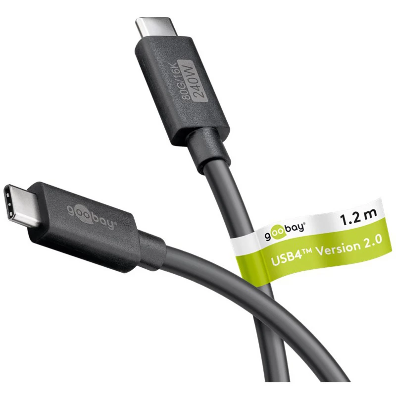USB-C-kabel WENTRONIC USB4 Gen4 1.2m — ondersteunt 16k@60Hz en 4K@120Hz