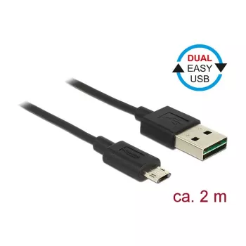 USB-kabel DeLOCK 83850 USB 2.0 2m USB A naar Micro-USB B zwart