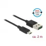 USB-kabel DeLOCK 83850 USB 2.0 2m USB A naar Micro-USB B zwart