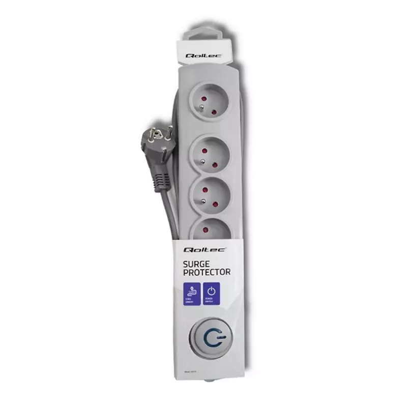 Overspanningsbeveiliging Qoltec 50272 grijs 5 AC-stopcontacten 230V 3m