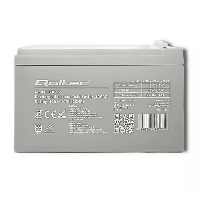 Qoltec 53045 AGM-accu 12V 14Ah