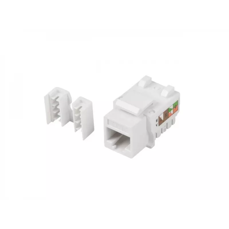 Keystone-module LANBERG KSU6-1090, Cat6 U/UTP plat, RJ-45 stekker naar LSA-bus, AWG 22/26, 14.5×16.1 mm, wit