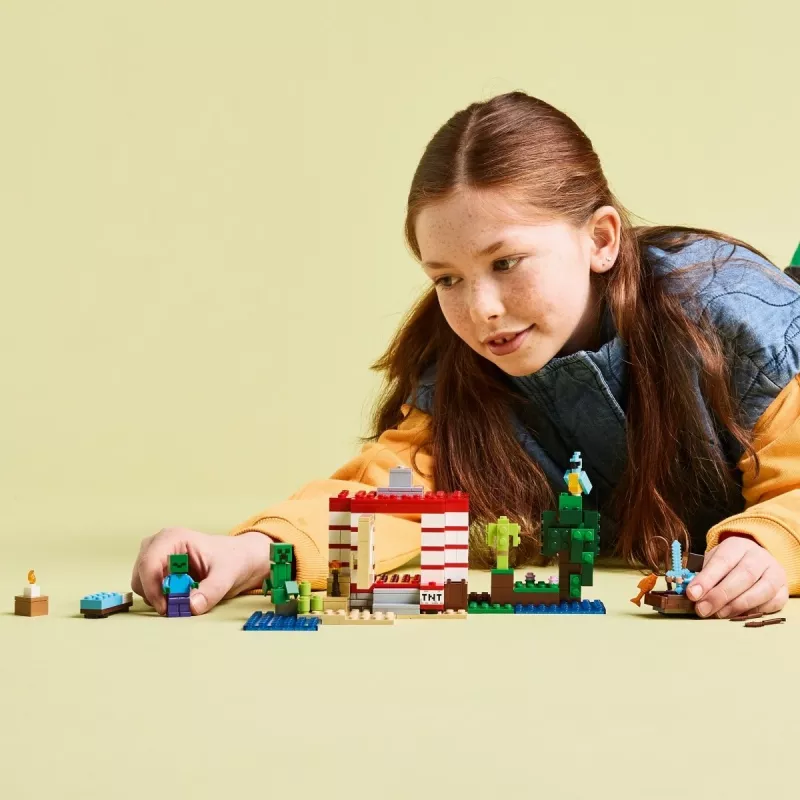 LEGO Minecraft set 21275 TNT junglehuis bouwspeelgoed, 287 onderdelen, 2 minifiguren, vanaf 8 jaar