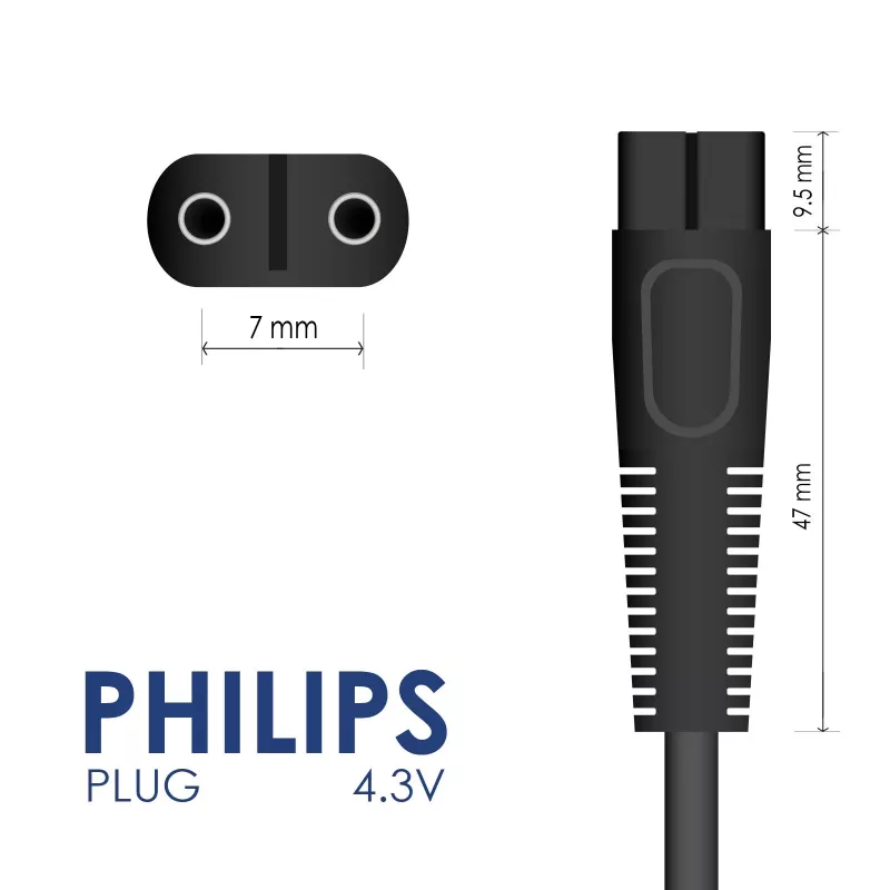 Akyga AK-PD-15 voeding voor Philips OneBlade / Multigroom, 4,3 V, 700 mA, 3 W, 1,2 m
