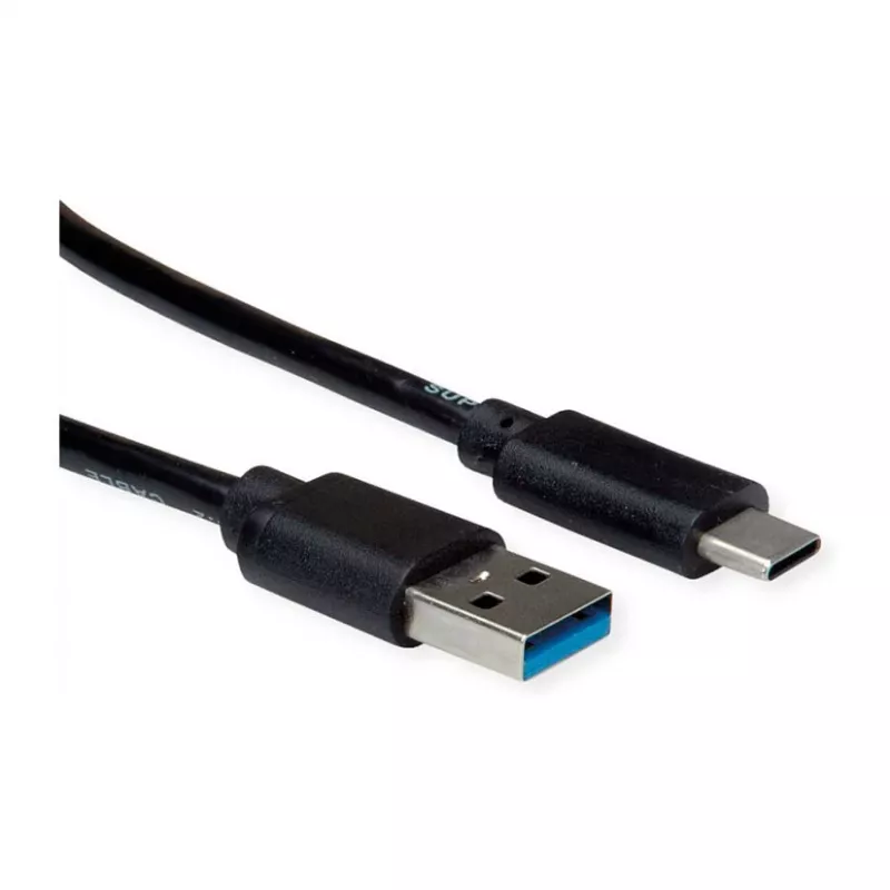ROLINE RM USB 3.2 Gen 1 kabel, A-C, ST/ST, zwart, 0,5 m