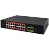 Ethernet PoE-switch QOLTEC 16x RJ45, 2x RJ45 uplink, 1x SFP (MPN 52291)