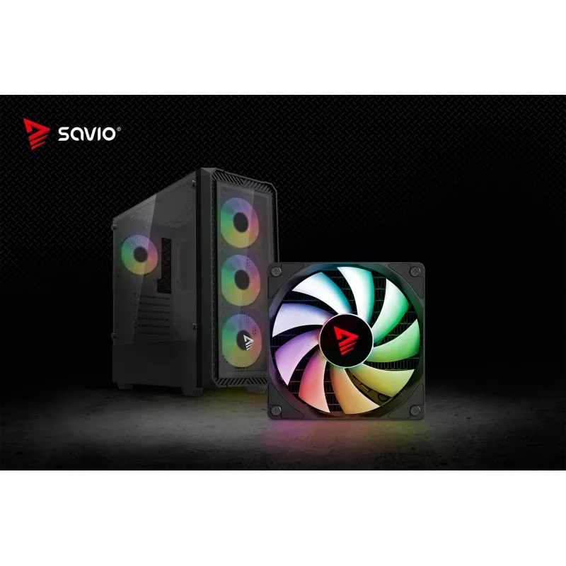 Savio Noctis Glass RGB Cube pc-behuizing, ATX/Micro-ATX/Mini-ITX, voorkant van gehard glas, RGB-fans, zwart